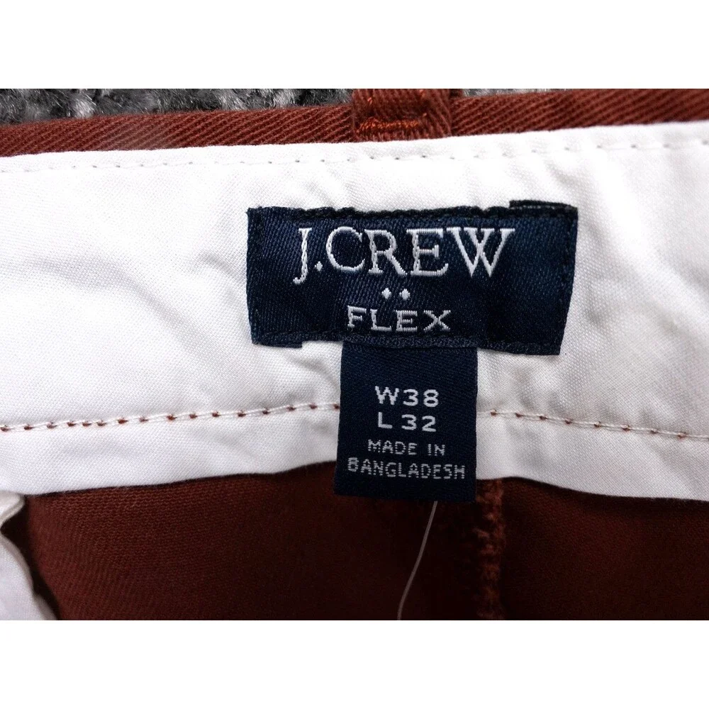 J Crew Chino Pants Mens 38x32 Actual 39x32 Deep Redwood Straight Fit Flex NWT